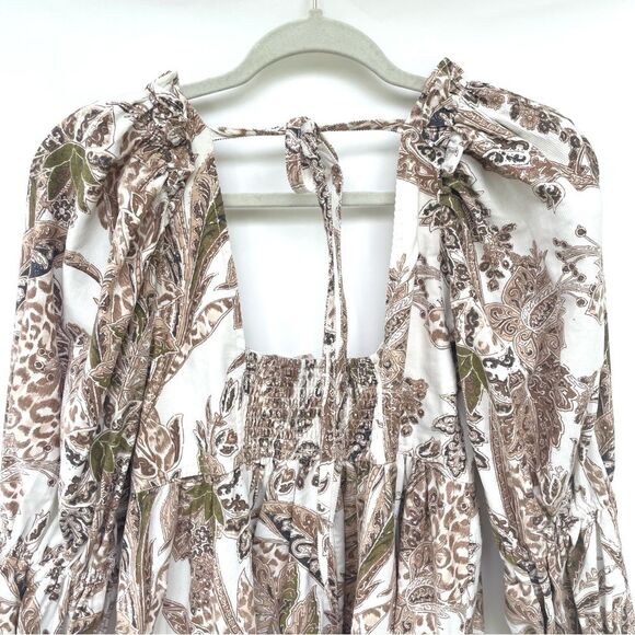 Pilcro Women's Small White Paisley Long Sleeve Open Back Mini Dress Cotton - Picture 6 of 13